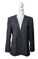 Vtg SASSON BLAZER womans size 12 black button closure