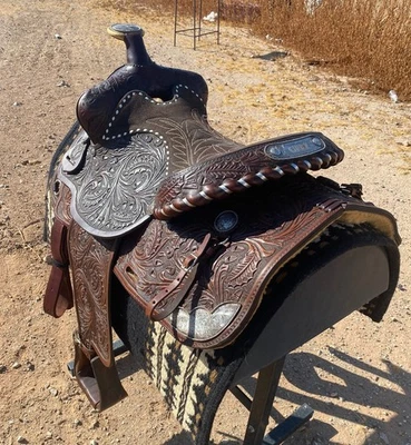 15" Circle Y Saddle Show Pleasure Original Timeless Design Sterling Conchos WOW! - Image 1 of 4