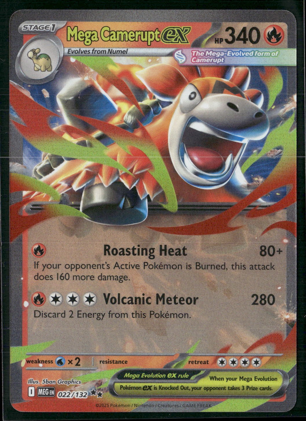 Mega Camerupt ex Holo Double Rare ME01: Mega Evolution 022/132 NM