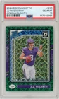 2024 Panini Donruss Optic JJ McCarthy Green Velocity PSA 10 Rated Rookie Vikings