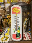 Vintage Metal SQUIRT Thermometer Sign with Squirt Boy 27" x 9" SODA COLA GAS OIL