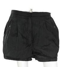 90s Vintage Womens Pleated High Waist Black Nylon Shorts Athletic Swim Shorts S