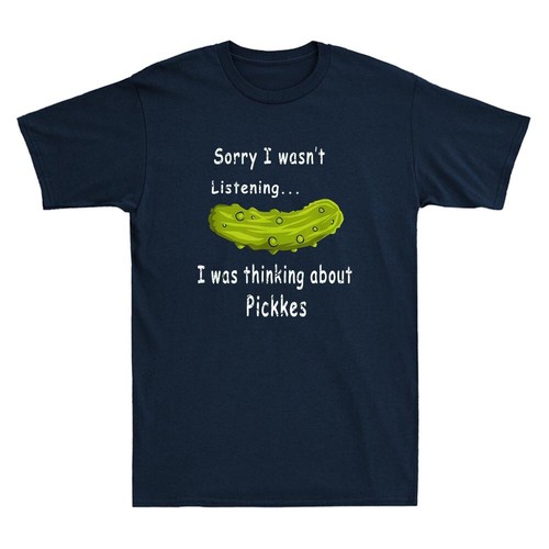 Thinking About Pickles Funny Saying Fermented Cucumber Vintage Men's T-Shirt Tee - Picture 5 of 8