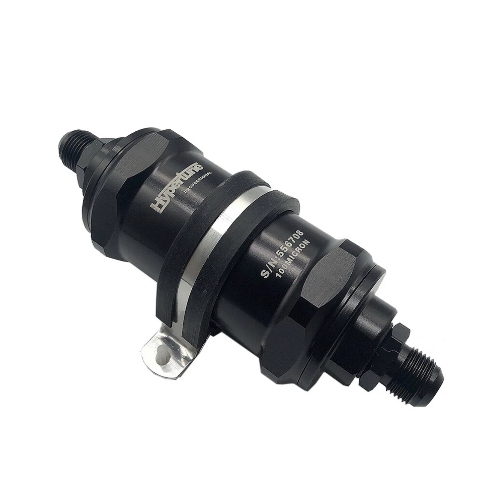 Filtro de combustible en línea AN6 AN8 AN10 E85 etanol con elemento de acero inoxidable de 100 micras Foto 2 de 4