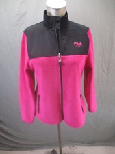 FILA Size M Womens pINK Full Zip Stand Collar Pocket Fleece Athletic Jacket 732
