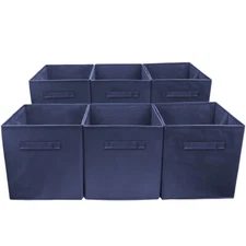 Sorbus Foldable Storage Cube Basket Bin (6 Pack, Navy Blue)
