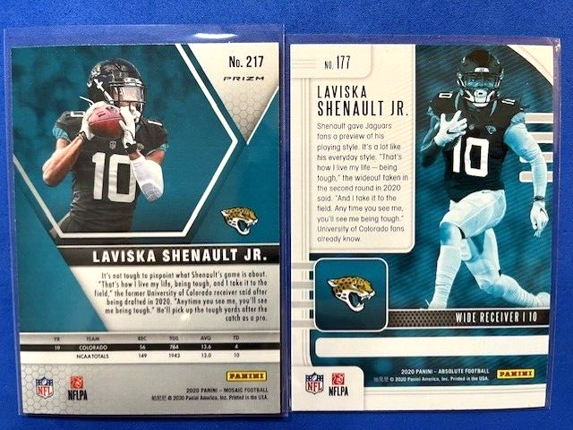 Laviska Shenault Jr 2020 Panini Mosaic Orange Reactive RC & 2020
