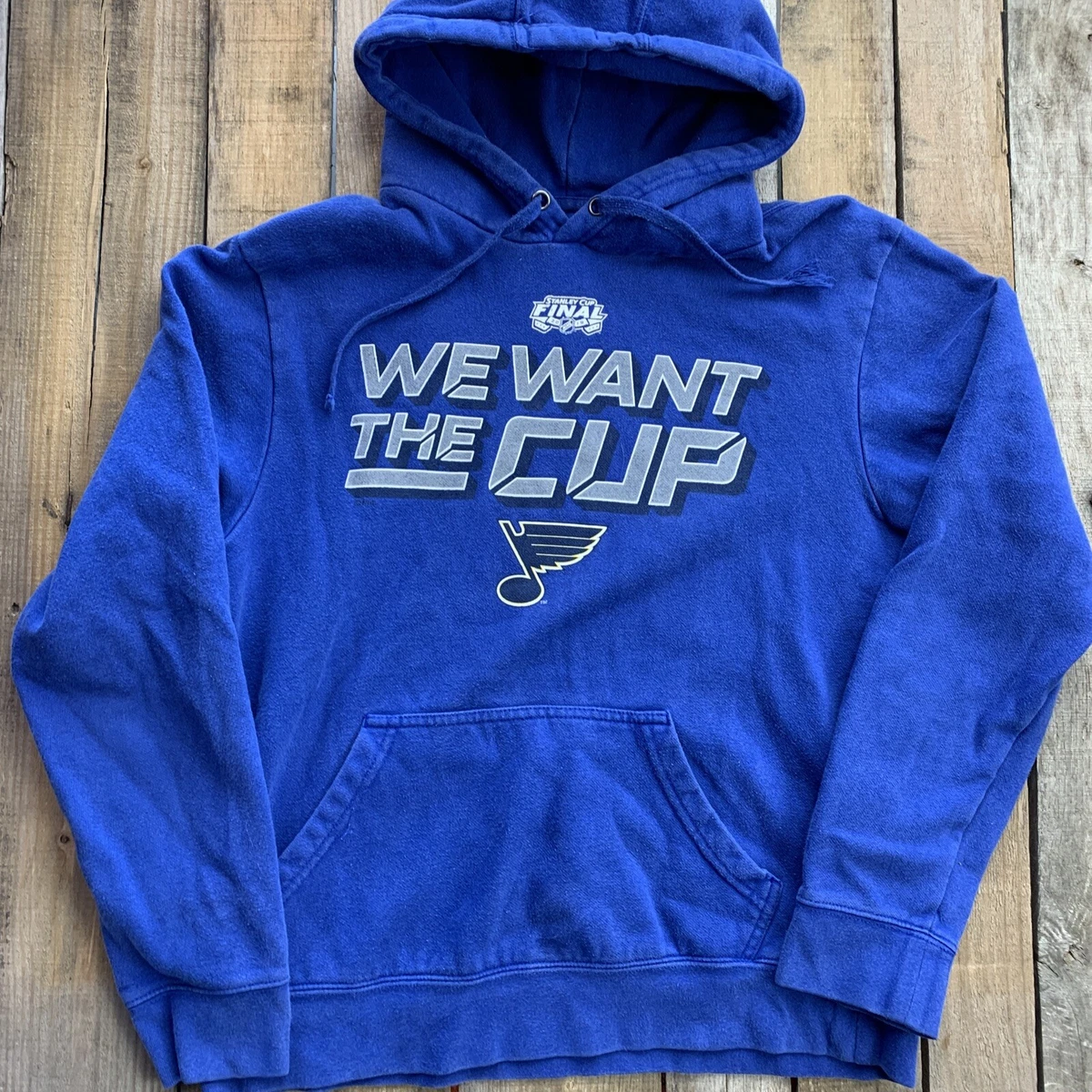 St Louis Blues Hockey We Want The Cup Jacket Hoodie Mens Size M