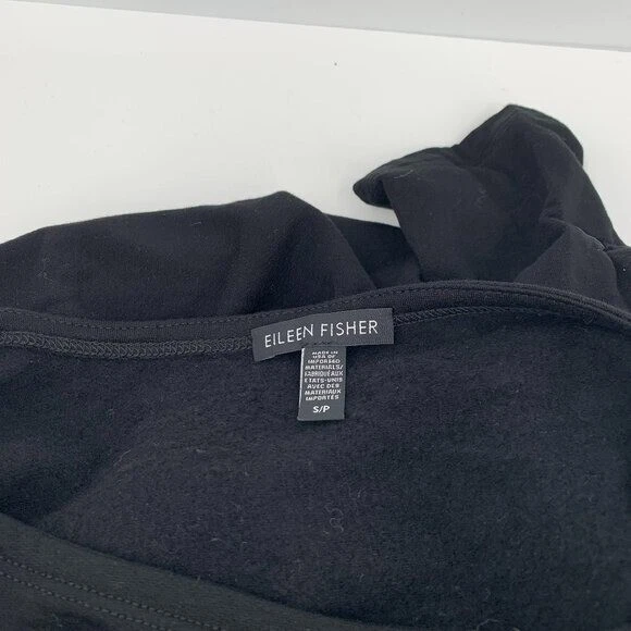 Eileen Fisher Vestido Túnica Tejido Negro Manga Larga Bolsillo Vellón Acogedor Pequeño Foto 4 de 4