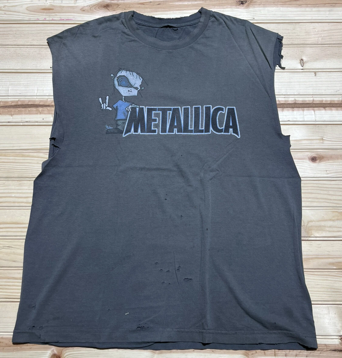 Cut-off sleeved T-shirt - Dark grey/Metallica - Ladies