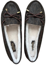 Michael Kors Brown Slippers Fur Lined Loafers Moccasins Womens Size 8M