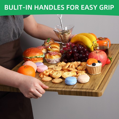 24"x18" Large Bamboo Cutting Board Chopping Board with Handles and Juice Grooves - Picture 8 of 8