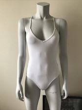 Her. Swimwear Minimal White Swimsuit One Piece Made In Australia Size 0 UK 6-8