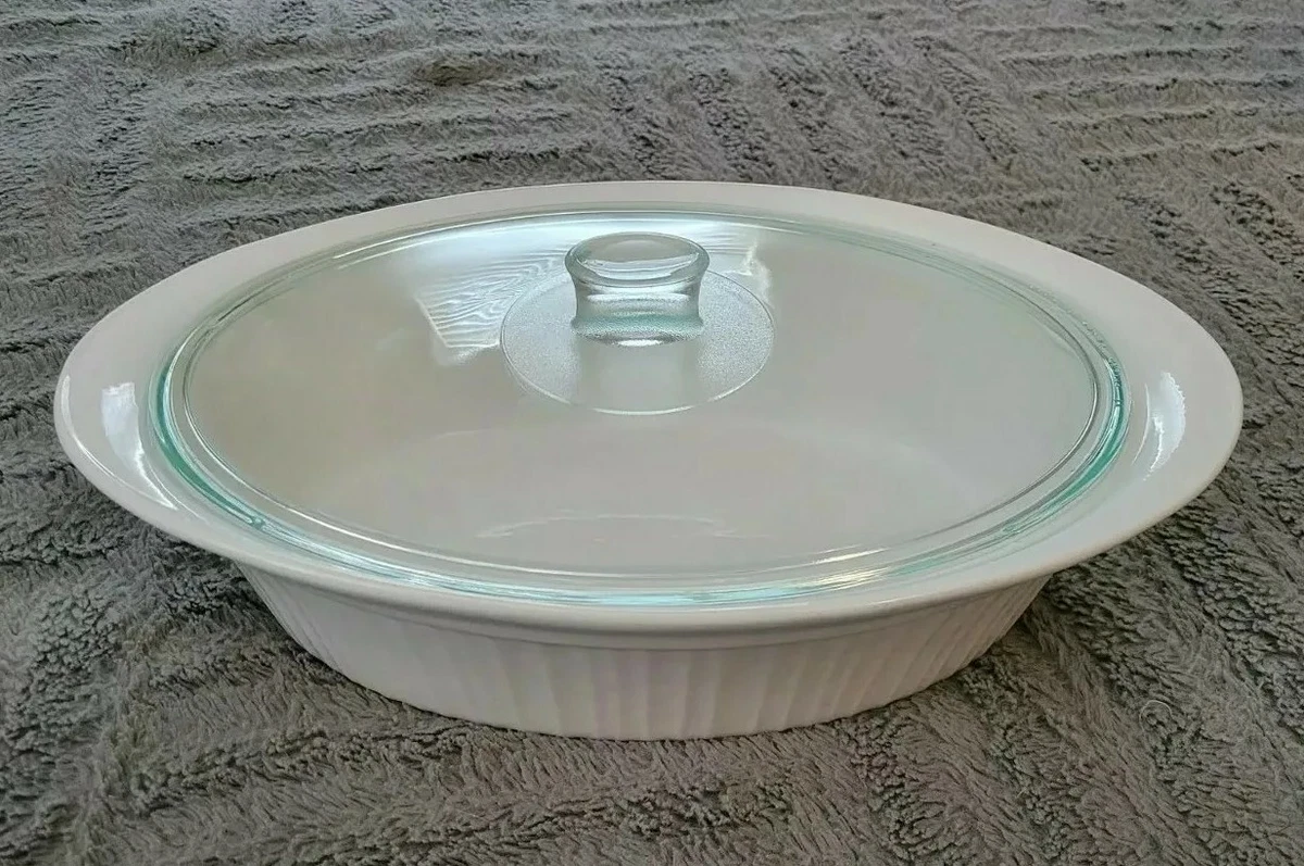 Corningware French White 4-Qt Oval Ceramic Casserole Dish with