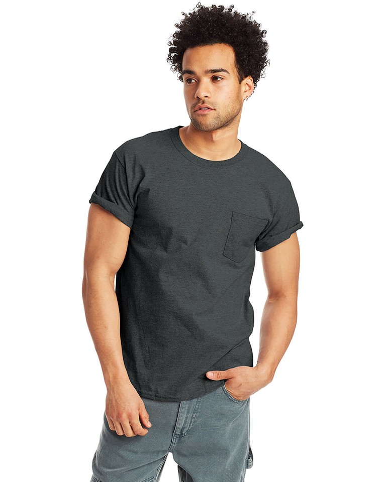 Hanes Men's Authentic-T Pocket Stylish T Shirt Casual Plain T-Shirt ...
