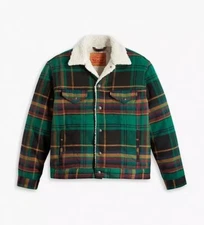 Levi's Men's Plaid Vintage Relaxed Fit Trucker Jacket Evergreen A50150000