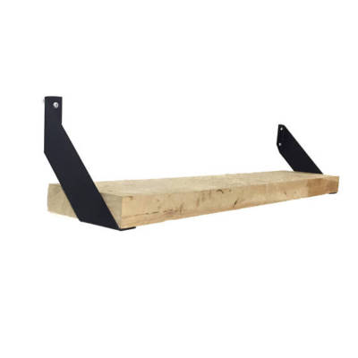 FREE SHIPPING - Set of 2, Bent Metal Industrial Angle Shelf Brackets Flat Black