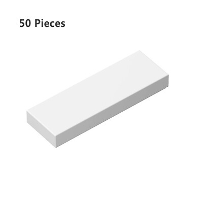 63864 Tile 1 x 3 White Bricks Parts 50 Part Bricks, Pieces & Parts