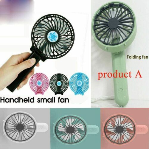 Cooler Cooling Mini Hand-held Small Folding Desk Fan USB Rechargeable Portable - Afbeelding 1 van 14