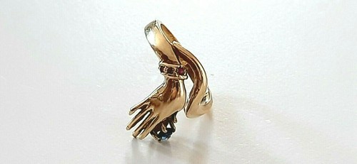 GOLD RING ° 585 / 1000 ° 14 K ° HAND ° RUBY / BLUE SAPPHIRE ° gold jewelry ° - Picture 6 of 9