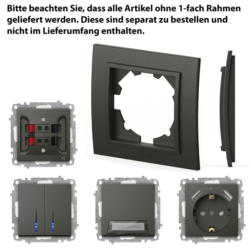 Steckdose, Steckdosen, Ausschalter, Schalter, Wechselschalter ZENA ANTHRAZIT - Bild 3 von 3