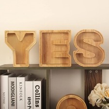 Coin Money Piggy Bank Wooden Letter