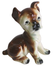 Vintage Porcelain Boxer Bulldog Puppy Dog Figurine Playful Pose Fawn Red 4.5 Pug