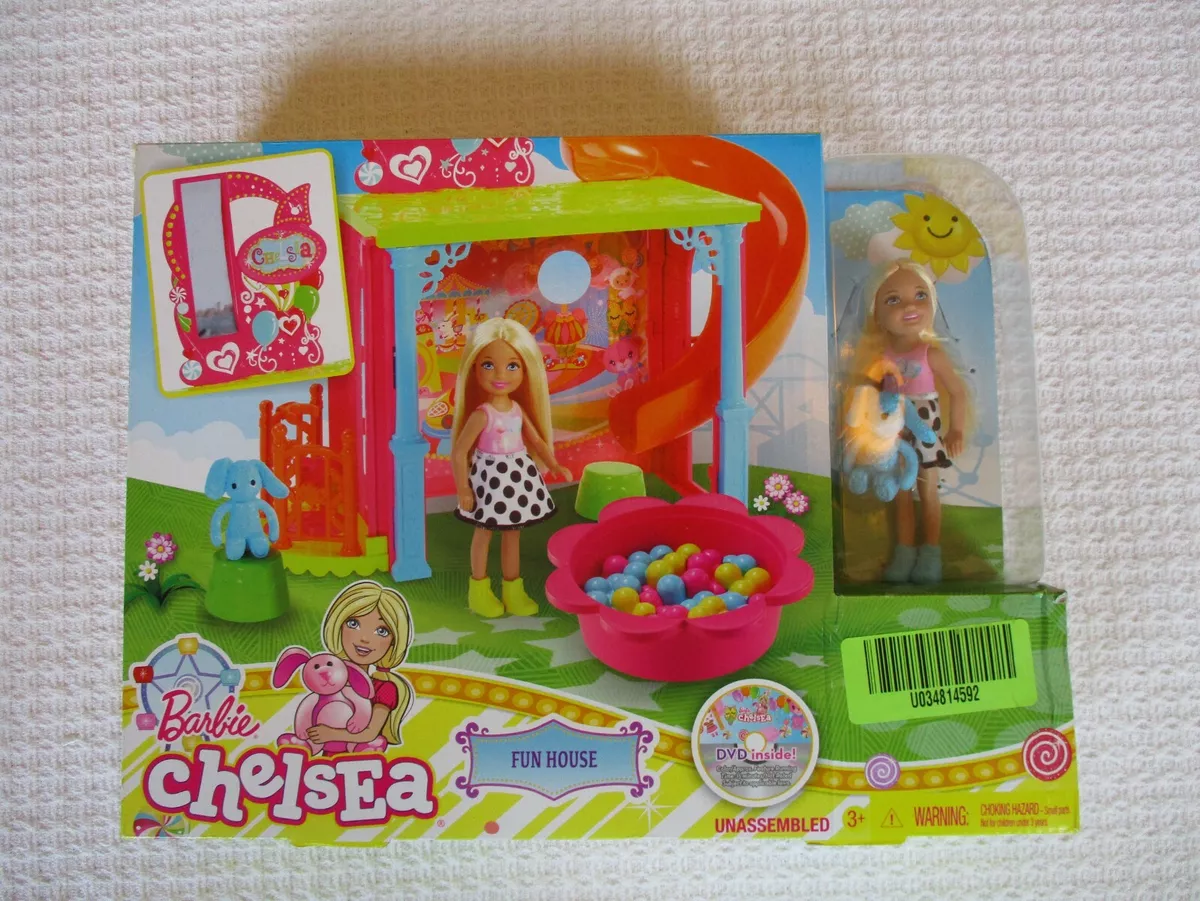 Barbie Doll Chelsea Fun House Playset Doll DVD Ball Pit Playground New funhouse
