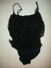 GOTTEX Black Lattice Underwire Mesh Blousson 1 Piece Swimsuit Sz 10 NWT