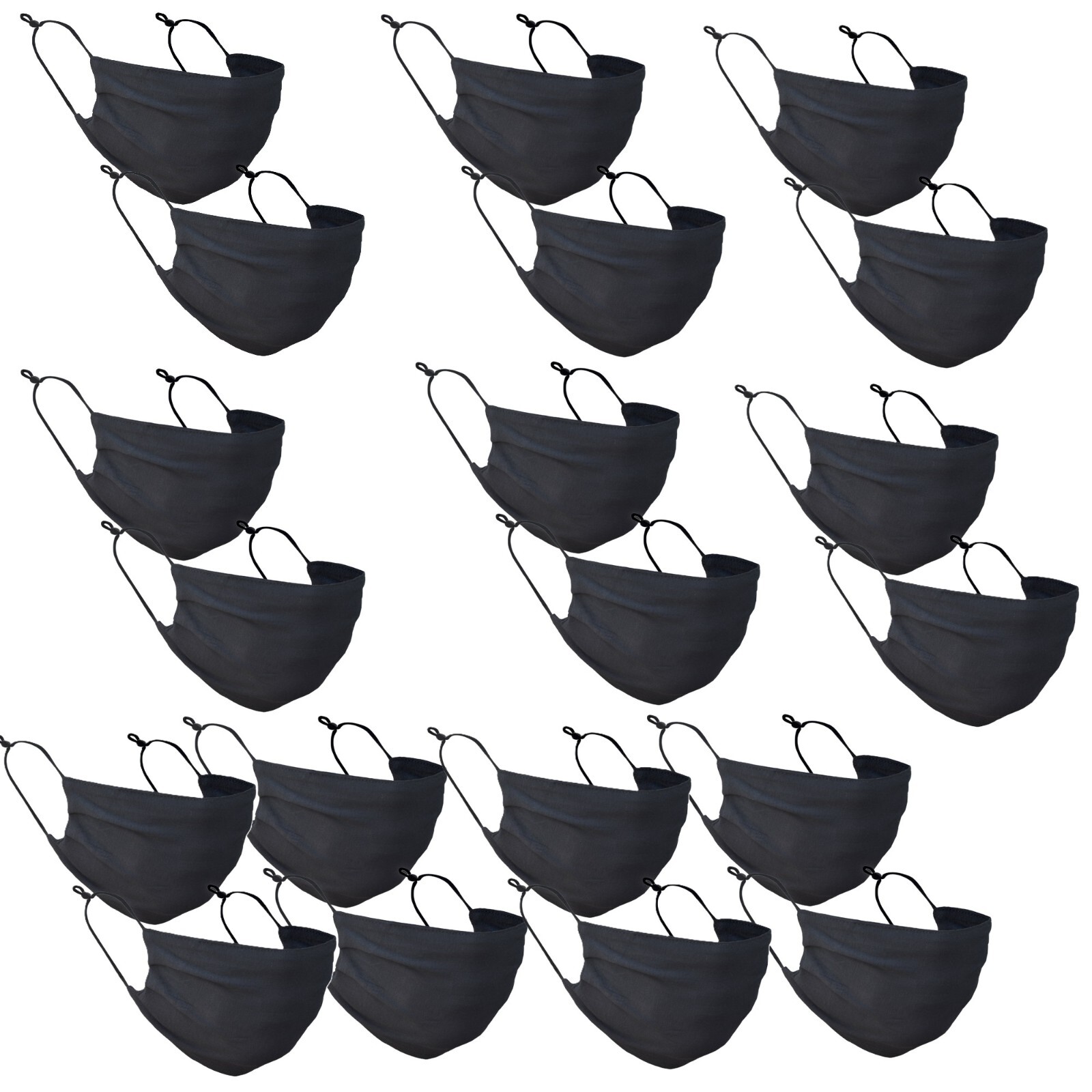 20 Pack XL Reusable Washable Breathable Black Soft Stretch Face Mask + Filters