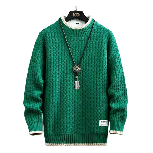 Winter Turtleneck Pullover Patchwork Sweater Men Tops Knitted Christmas Jumper - Picture 8 of 20