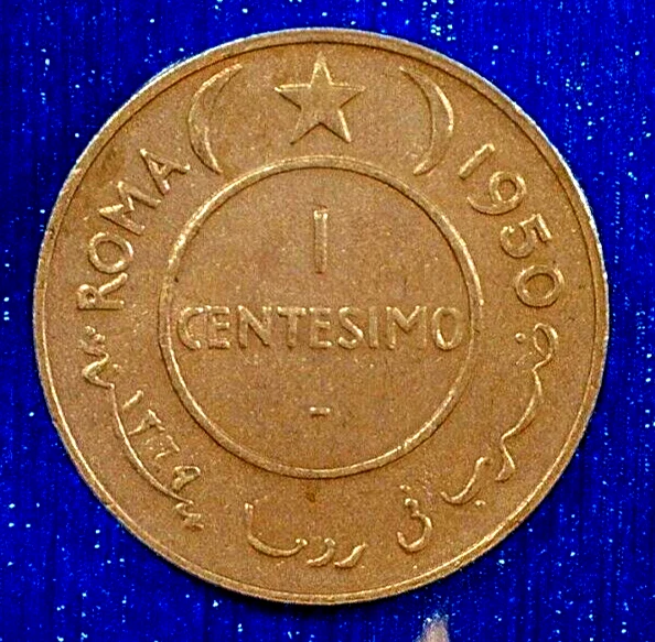 WORLD COIN SALE: 1950 Somalia 1 centesimo  : Copper Composition Coin  KM# 1 - Image 2 of 3