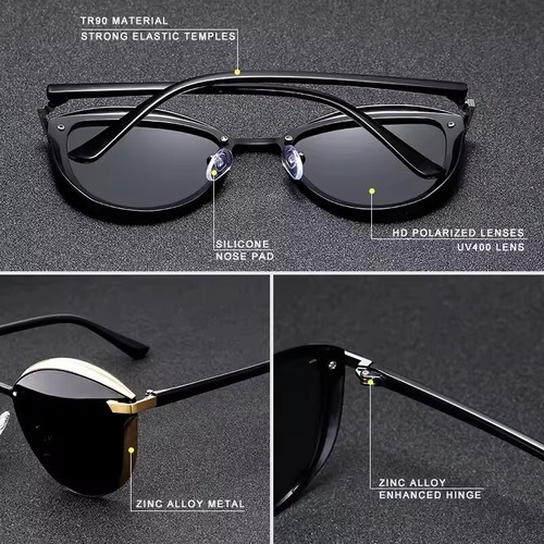 Vintage Retro Polarized Sunglasses Women's Cat Eye Ladies Large Mirrored UV400 - Picture 7 of 32