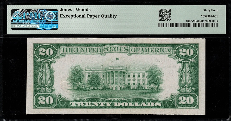 1929 $20 National - Type 2 - Chandler, Oklahoma - Charter 5354 PMG 64 EPQ - Image 2 of 2