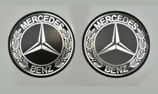 2pcs x MERCEDES BENZ sticker (Ø 70mm) Vintage logo Domed 3D Decals