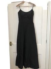 Elegant Black Taffeta Evening Dress With Sequins Size 8