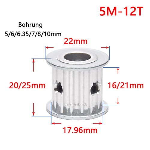 5M Riemenscheibe 10-100 Zähne Zahnrad Kein Schritt für 20mm Breite Zahnriemen - Picture 5 of 27