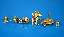 14k Yellow Gold CZ Bear Stud Earrings