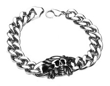 Edelstahl Armband Totenkopf Totenkopfarmband D&auml;mon Biker-Schmuck Skull 23,5 cm