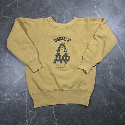 Vintage 60s Alpha Phi Fraternity Sorority Flock College Sweater 