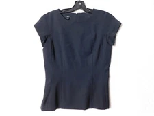 Talbots Black Formal Short Cap Sleeve Shirt Blouse Pleated Size 2