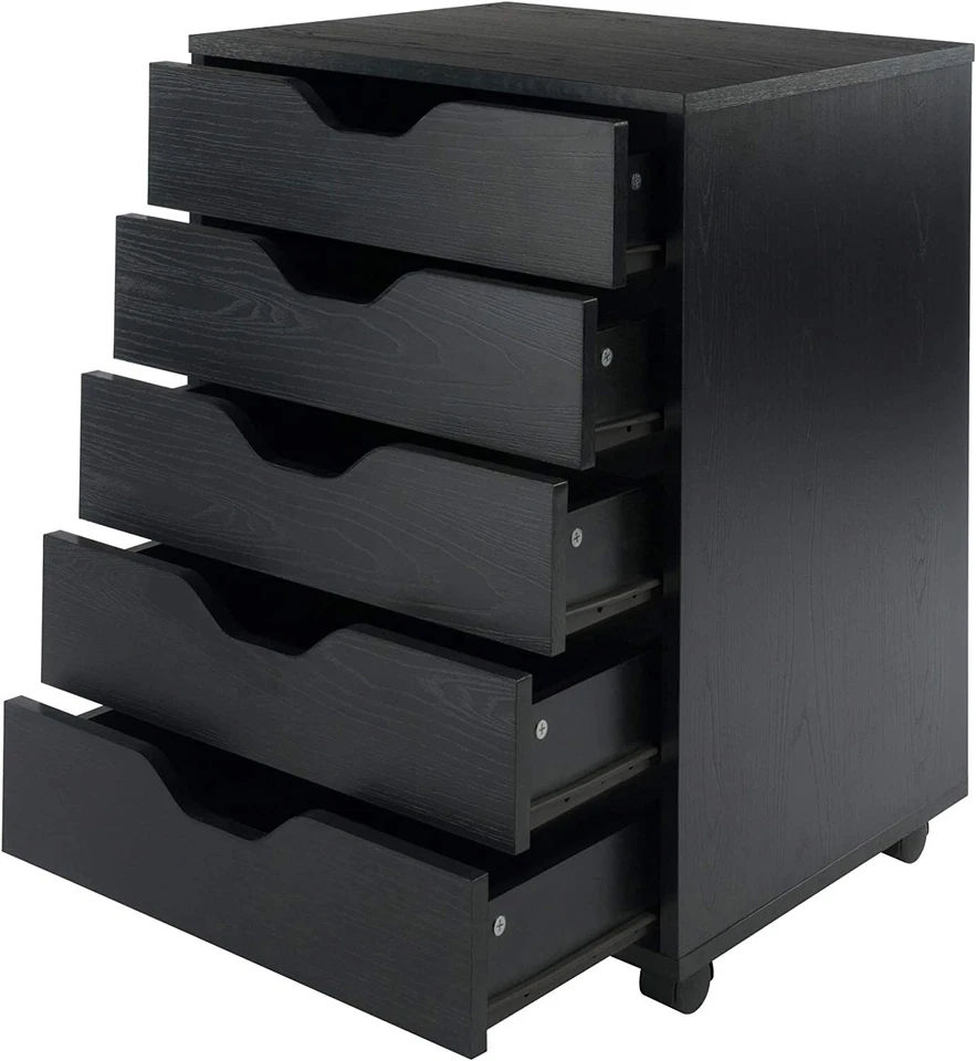 Organizador de Almacenamiento Rodante 5 Cajones Manija Recortada Hogar Cocina Gabinete, Negro Foto 2 de 4