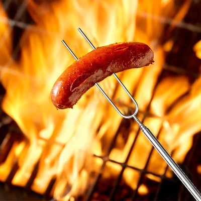 5pcs Outdoor BBQ Fork Telescopic U-Shaped Camp Barbecue Cookware Roasting Sticks