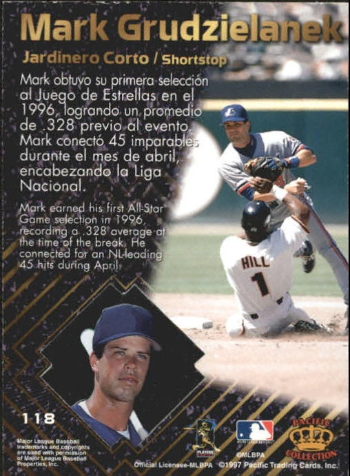 1997 Pacific Prisms #118 Mark Grudzielanek Card - Image 2 of 2