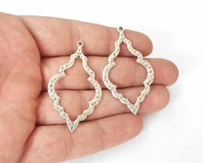 2 Pcs Hammered dangle Motif charms Antique silver plated jewelry Accessories