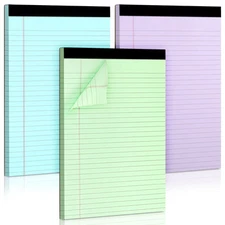 Colored Legal Pads, 3 Pack Writing Pads 8.5 x 11 inch, Micro Perforated Noteb