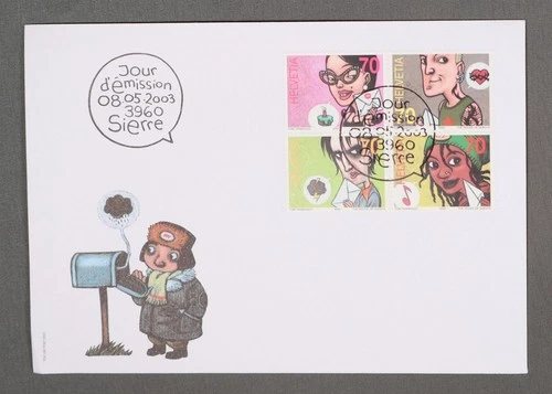 MayfairStamps Switzerland FDC 2003 Block Cartoon First Day Cover aax_18167