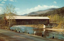 Vintage Woodstock Covered Bridge White Mountains NH Postcard