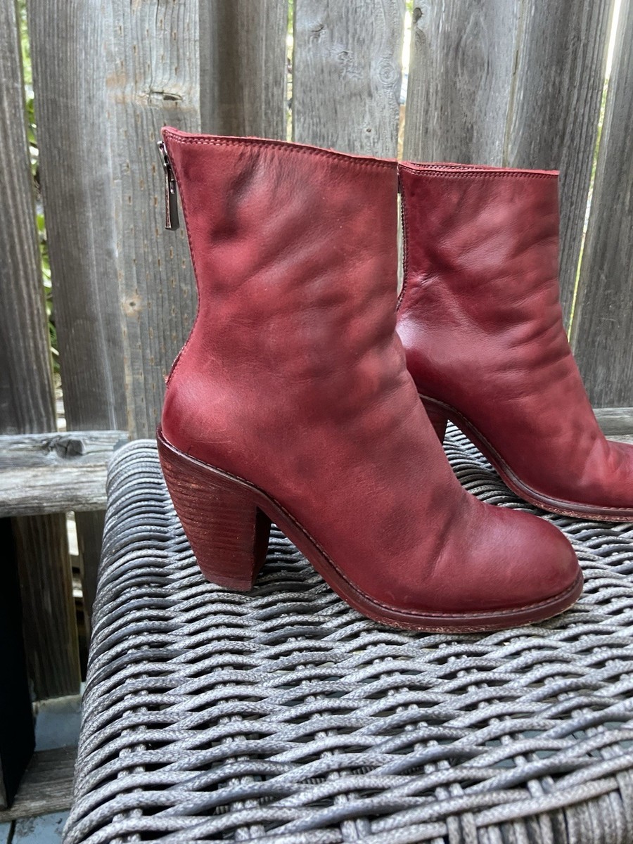 Guidi Burgundy Red Leather Back Zip High Heel Ankle Boots Sz 36 | eBay