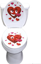 2-Piece Toilet Seat Cling Decoration Set, Valentine'S